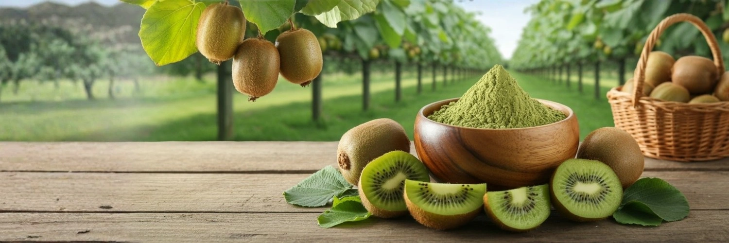 Organic kiwi fruit powder made from farm-grown kiwis for clean-label formulations