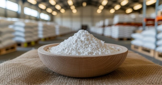 Warehouse storage of bulk calcium lactate powder for industrial supply chain
