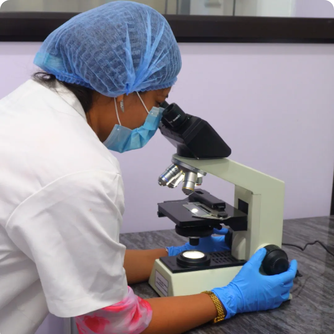 Food scientists in production facility