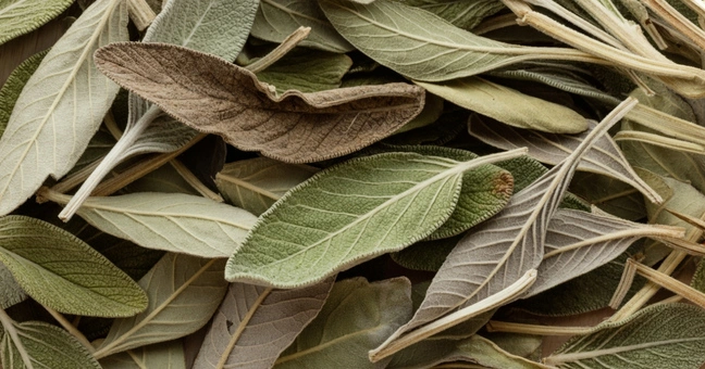Dried sage leaves raw material