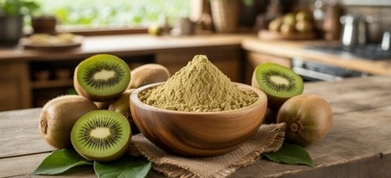 Fresh kiwi fruit powder source used in lab testing for active ingredients