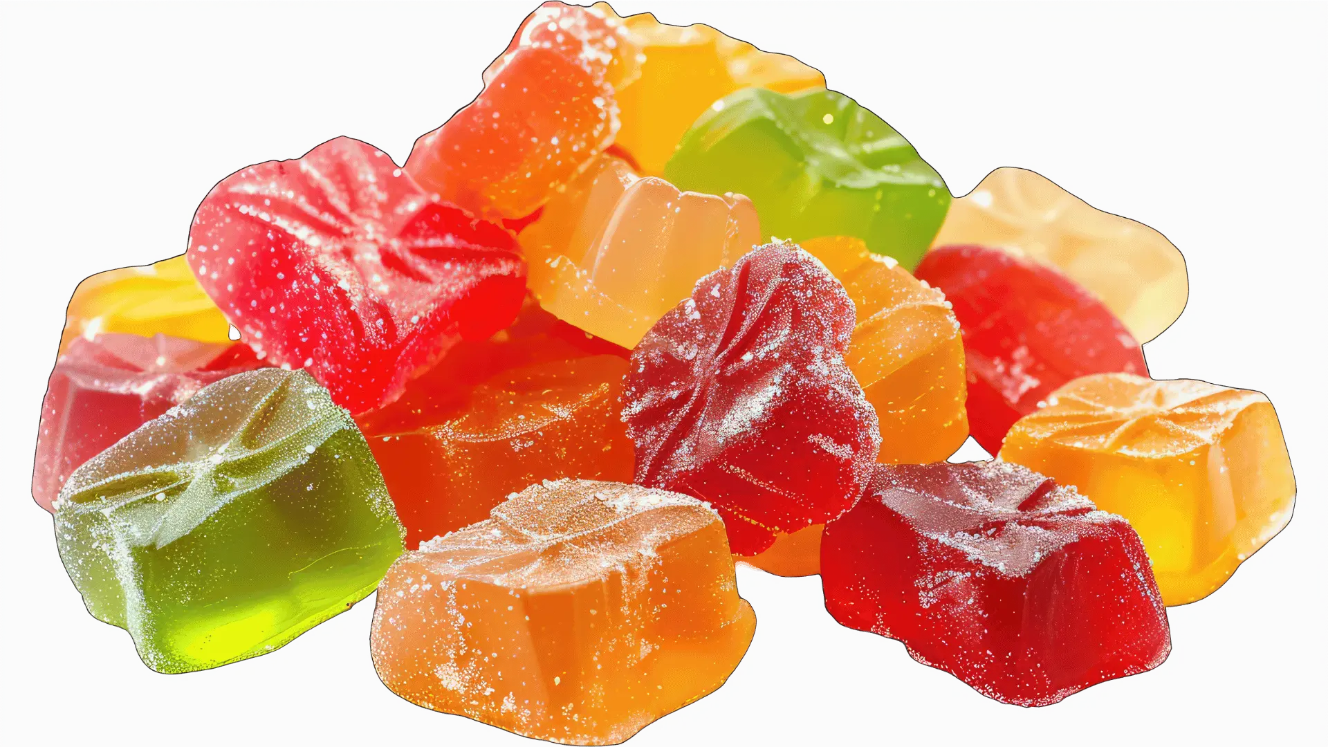Pile of colorful sugary gummies